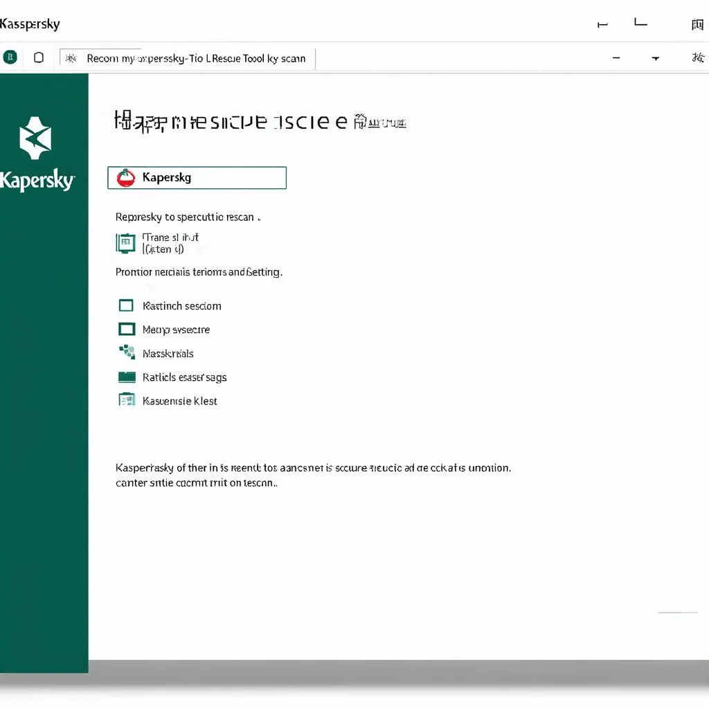 Kaspersky rescue tool interface