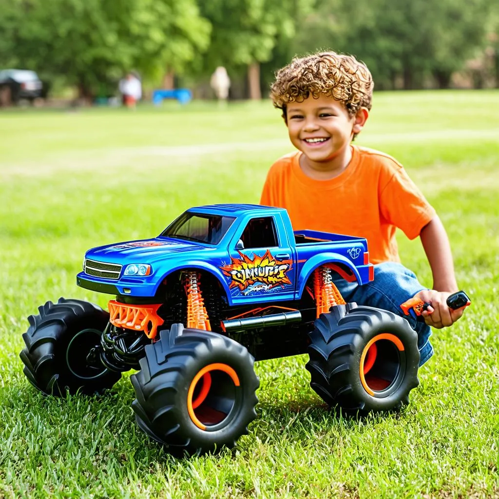 Kid Playing with RC Car