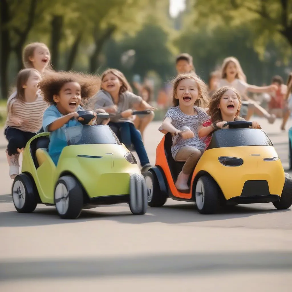 kids_driving_electric_cars_together