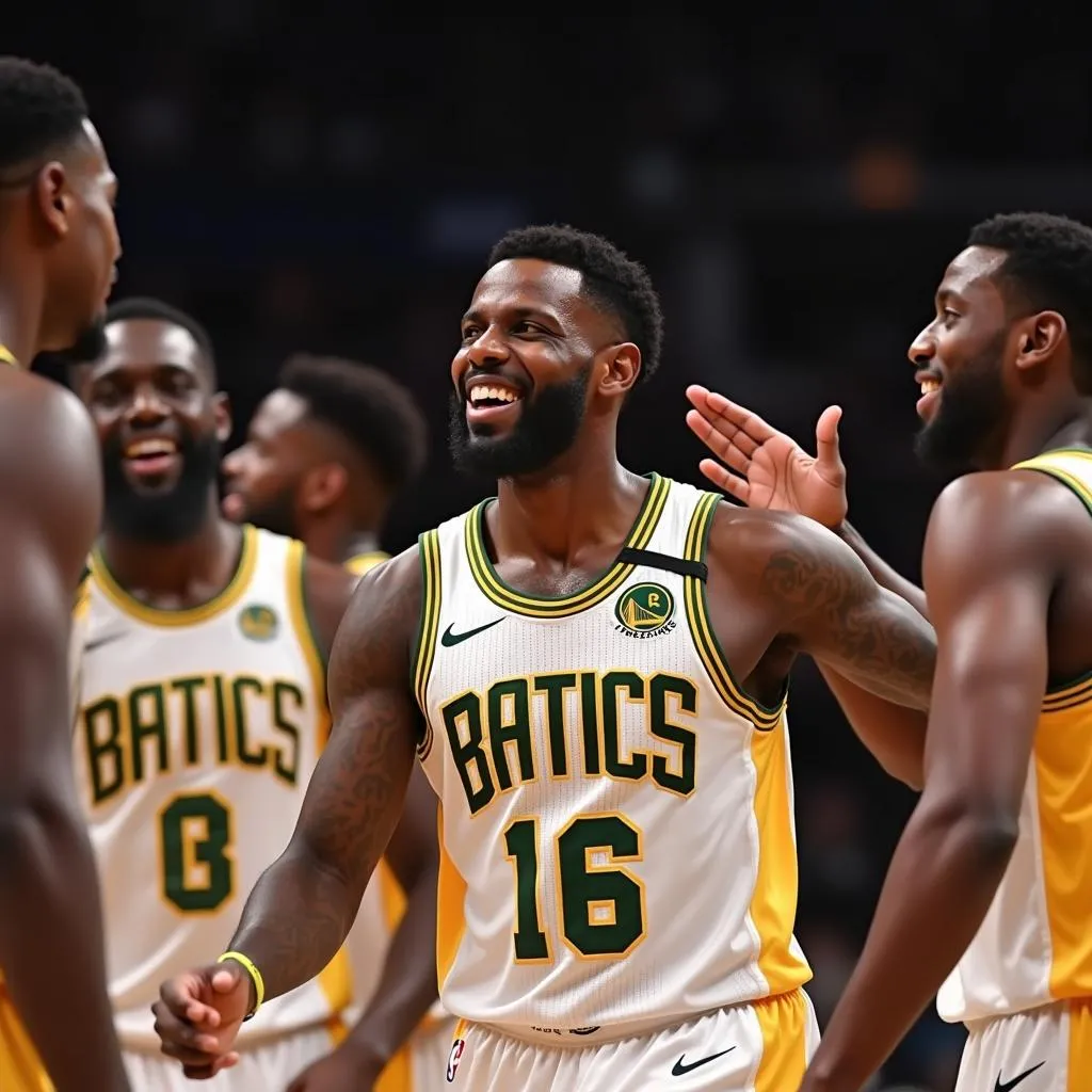 Kyrie Irving celebrating a win