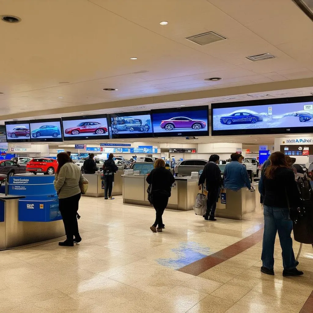 Car rental counters at Las Vegas Airport