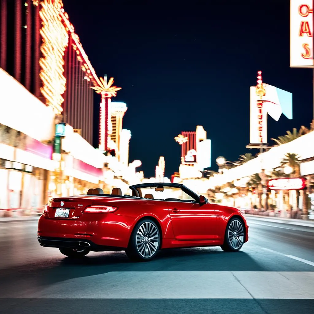 Driving a convertible on the Las Vegas Strip