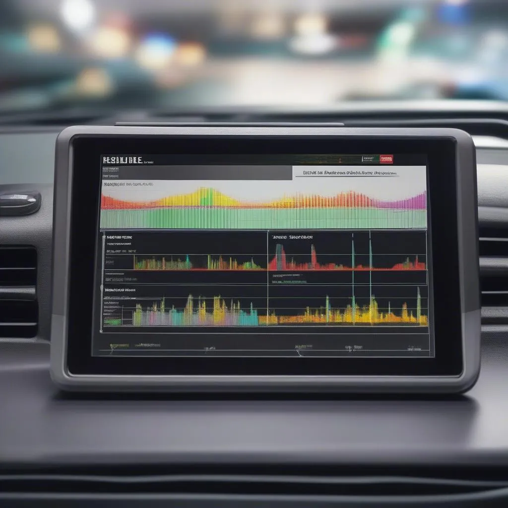 Launch Scan tool displaying car diagnostics on its screen