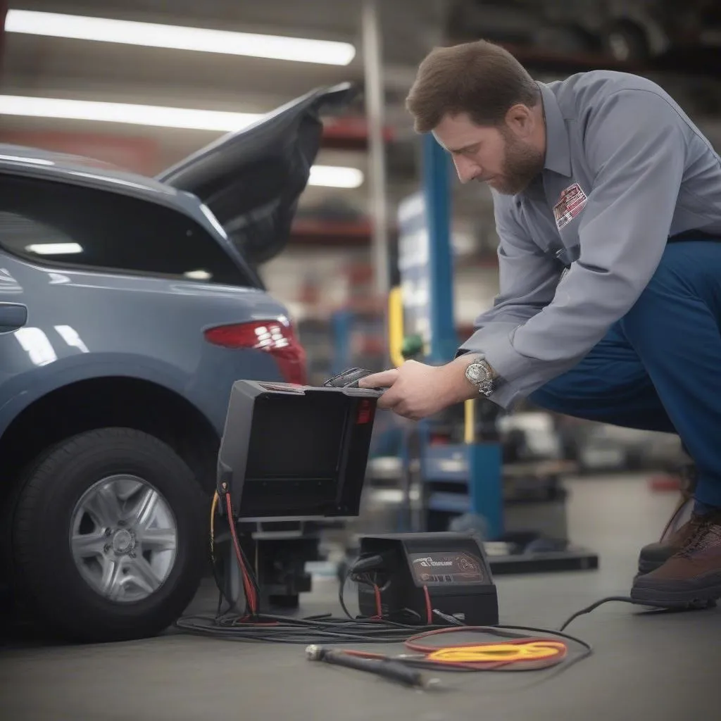 Mechanic Using Launch USA Gear Scan