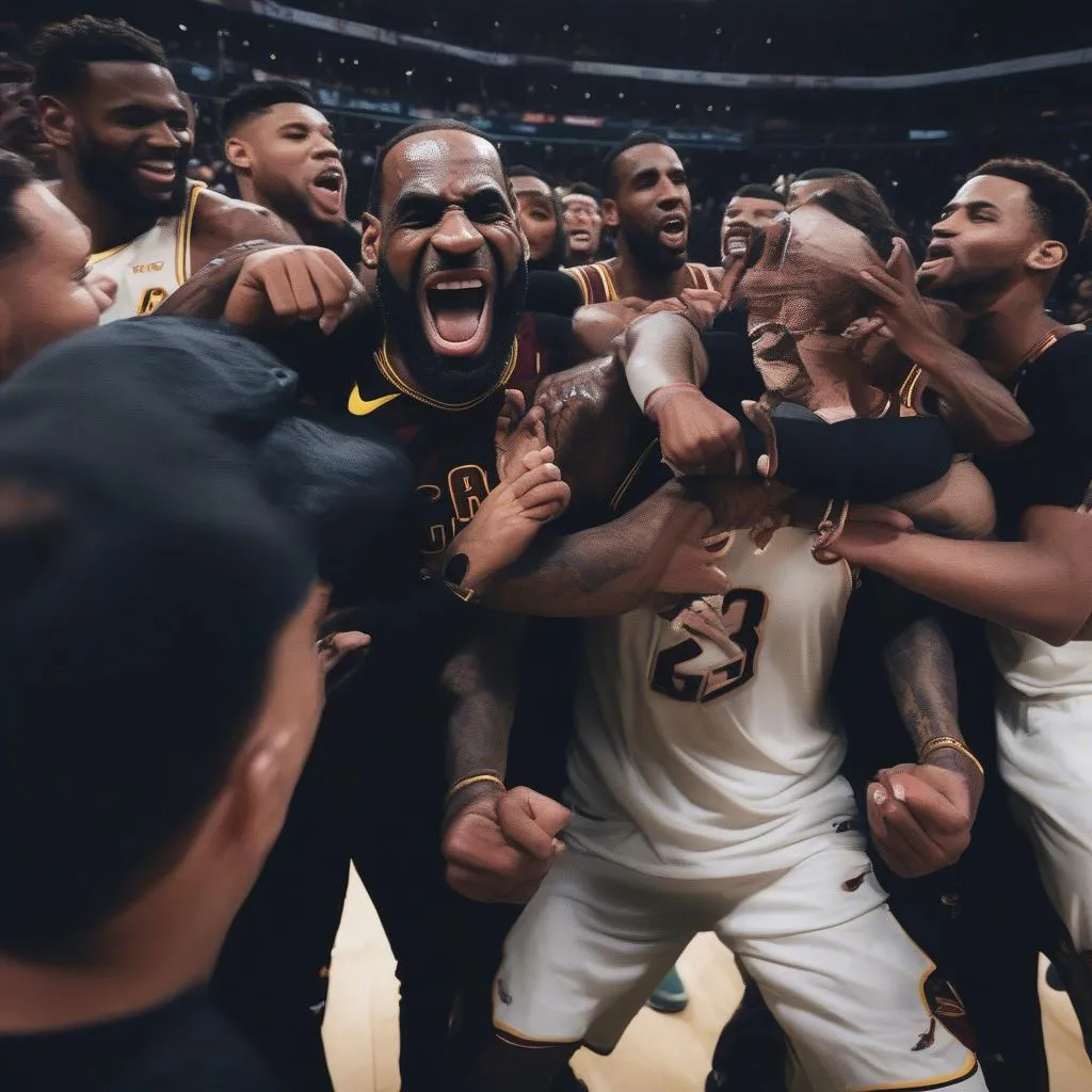 LeBron James Celebrating Victory