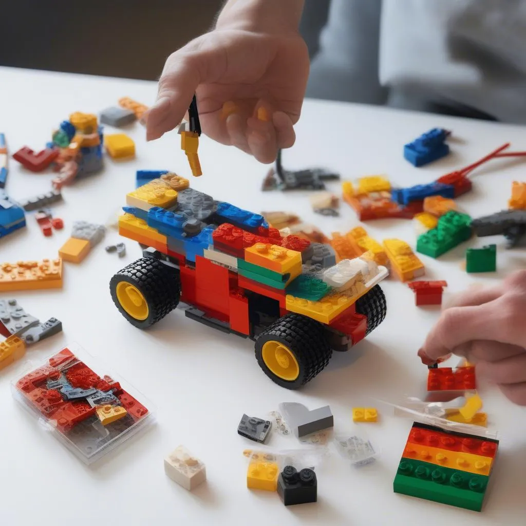 Building a LEGO car is a step-by-step process involving selecting bricks, designing the model, and assembling the parts.