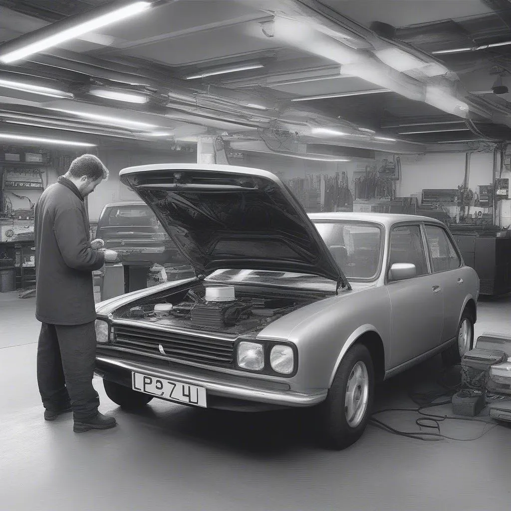 Mechanic in London Workshop Using Multi-Brand Scanner