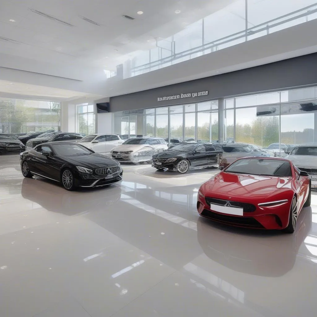 luxury car dealership showroom