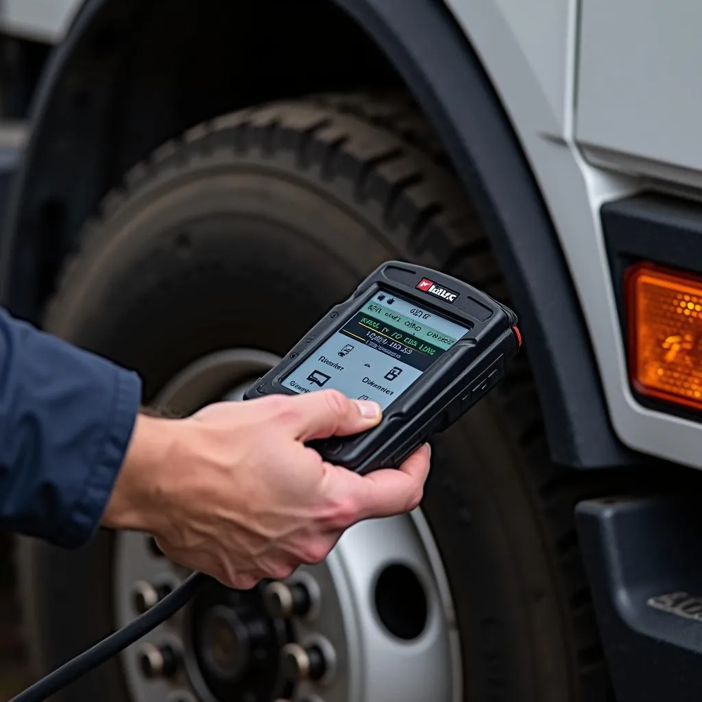 Mechanic using a Mac OTC Scan Tool