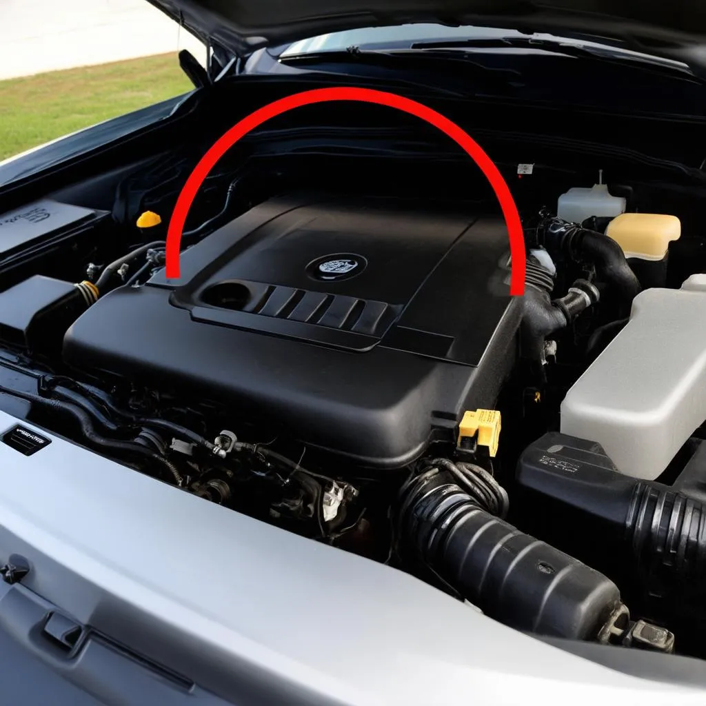 Car Engine with MAP Sensor Highlighted