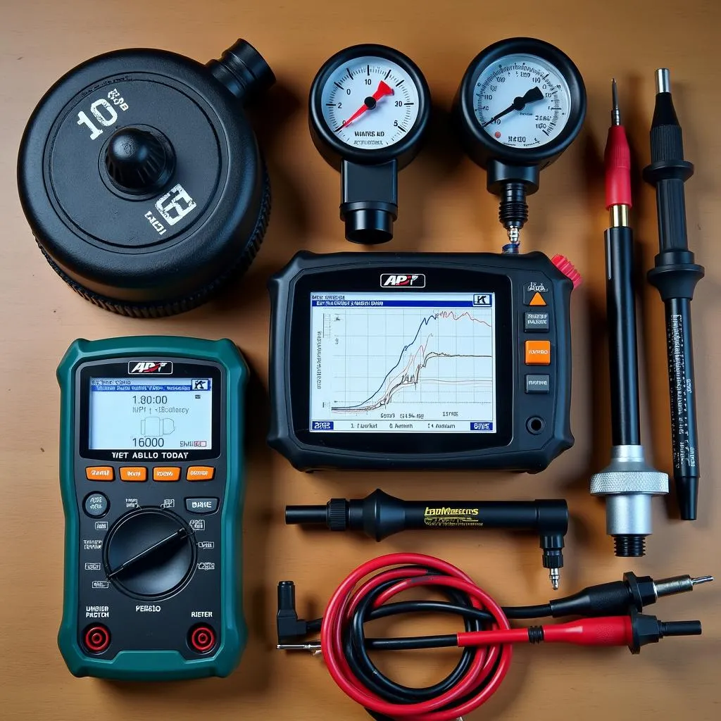 Assortment of marine engine diagnostic tools