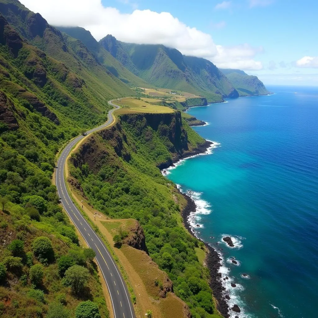 Driving a rental car on the Road to Hana, Maui