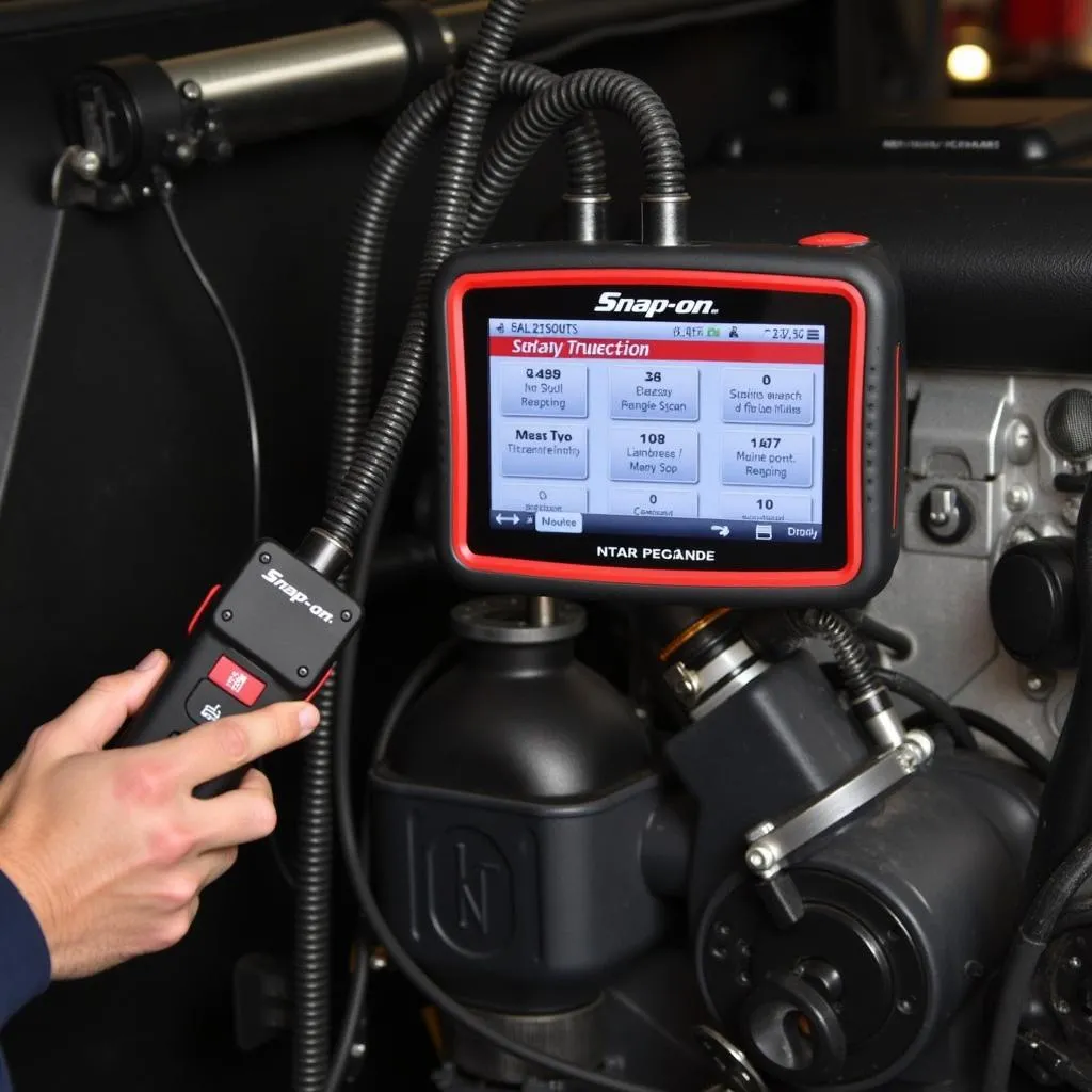 Snap-on Scan Tool Connected to Maxxforce Engine Diagnostic Port