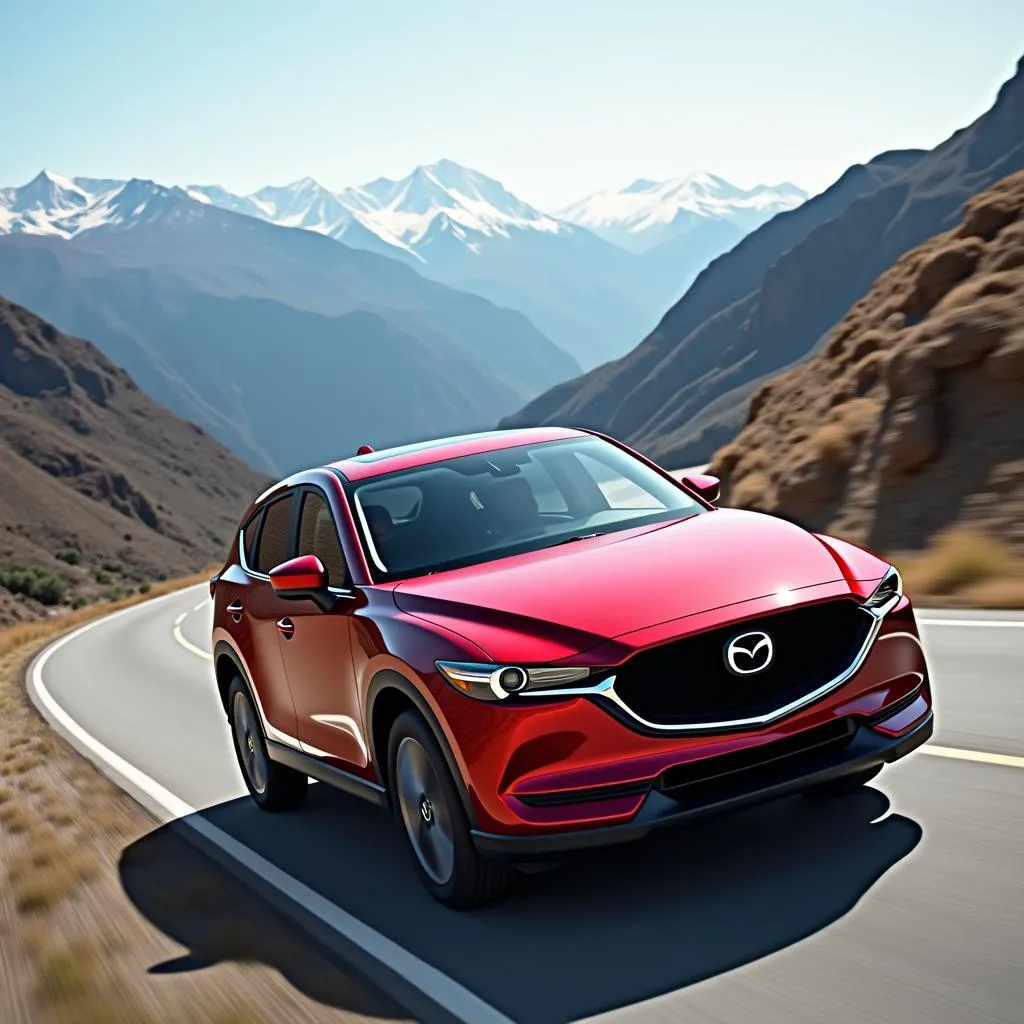 Mazda CX-5 driving on a scenic mountain road