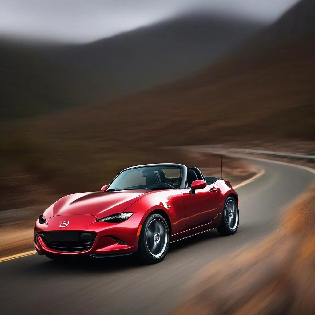 Mazda MX-5 Miata Roadster Driving on Winding Road