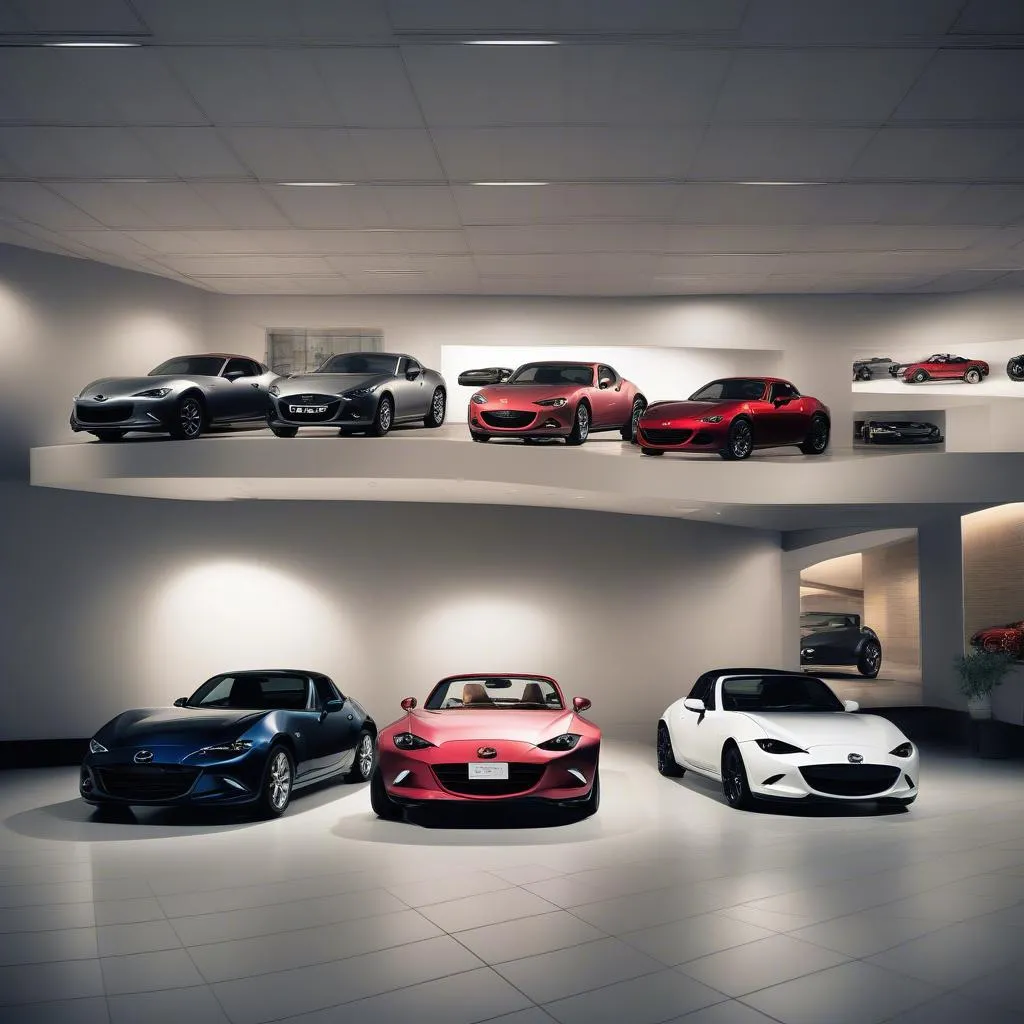 Mazda Showroom Displaying Sports Car Models