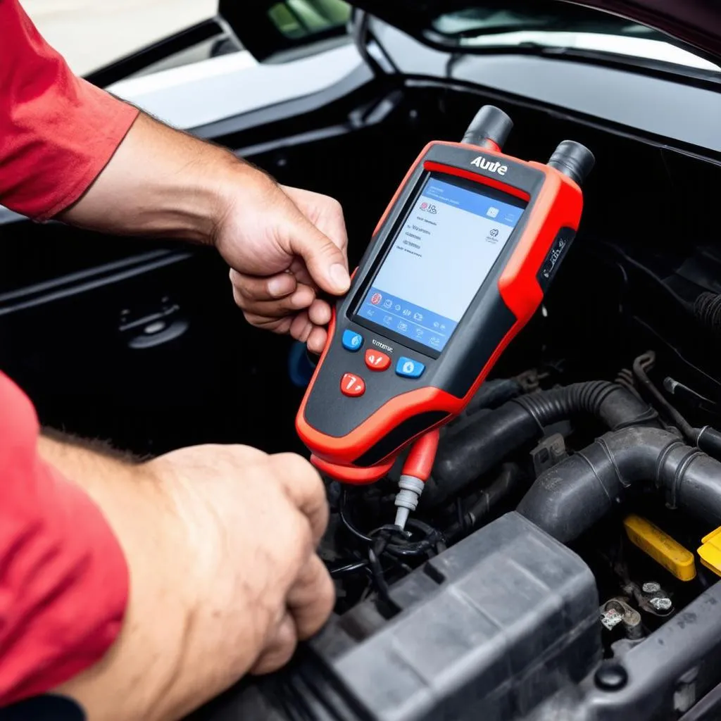 Mechanic using Autel AU609