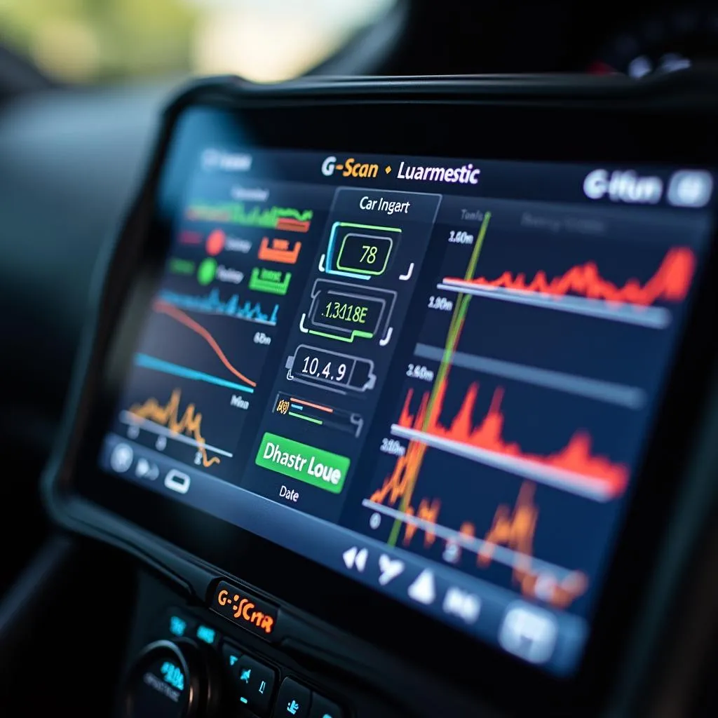 Close-up of a G-Scan screen displaying car diagnostic data