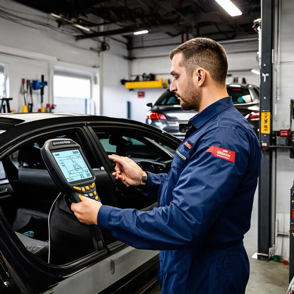 Mechanic Analyzing Data Scanner