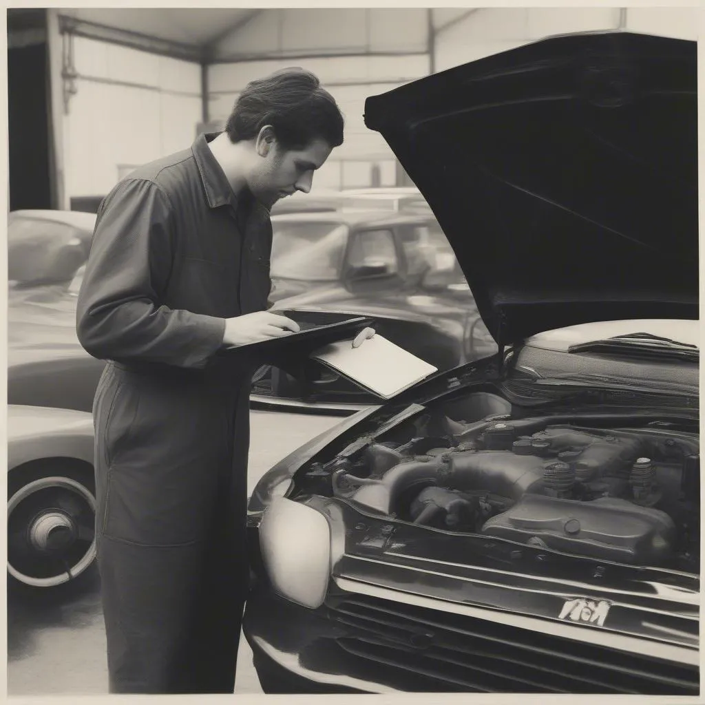 Mechanic Examining a Car