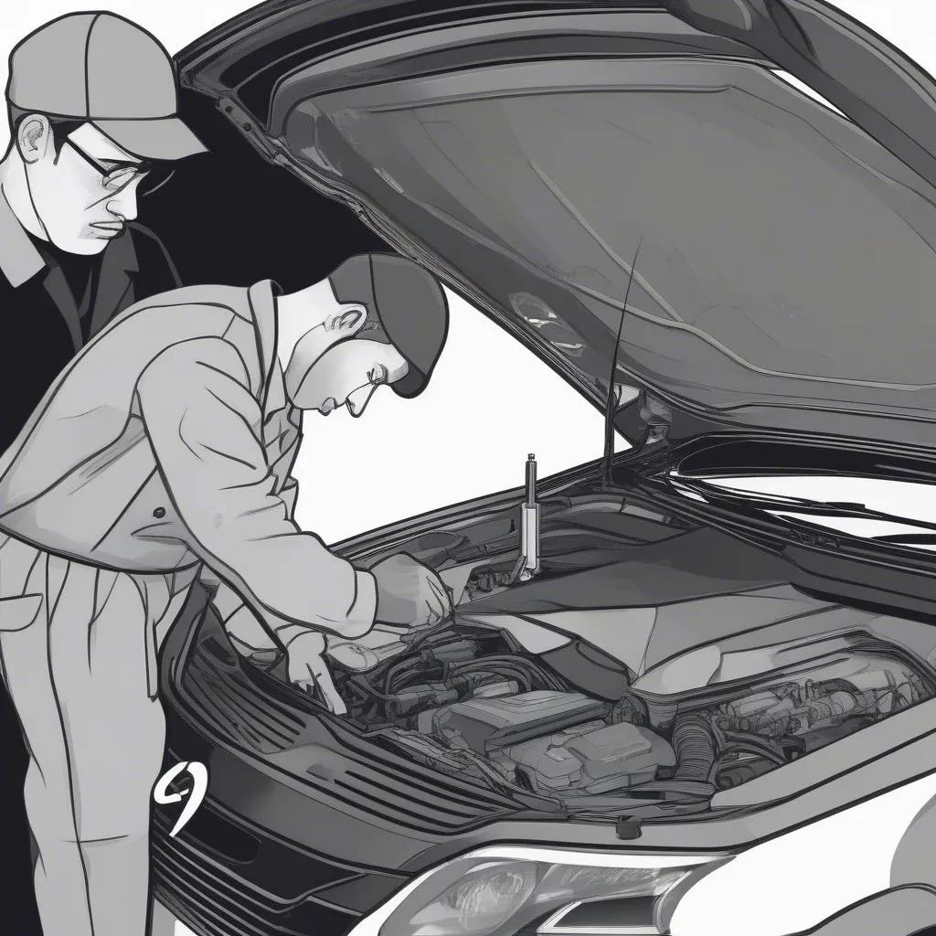 Mechanic Diagnosing Car