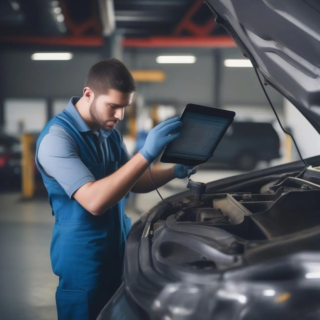 Mechanic Checking Car