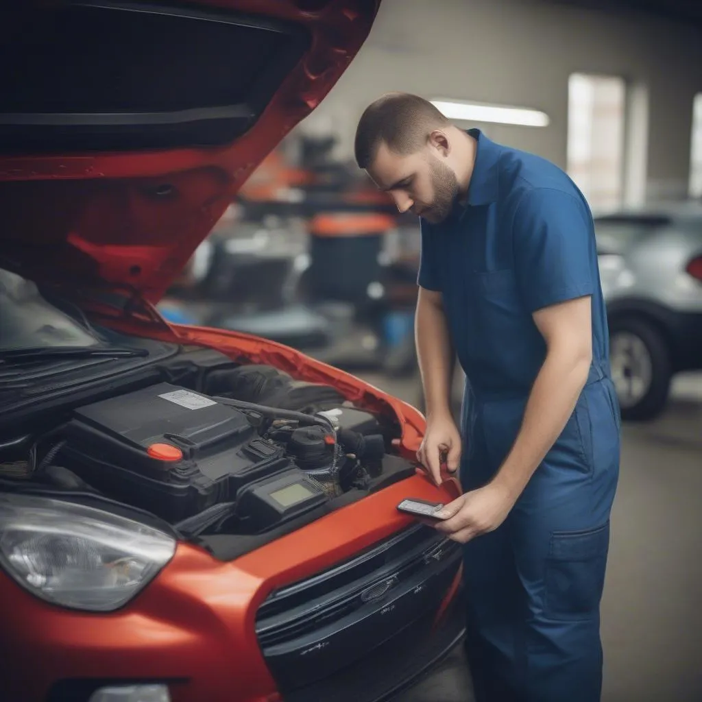 Mechanic Checking Car