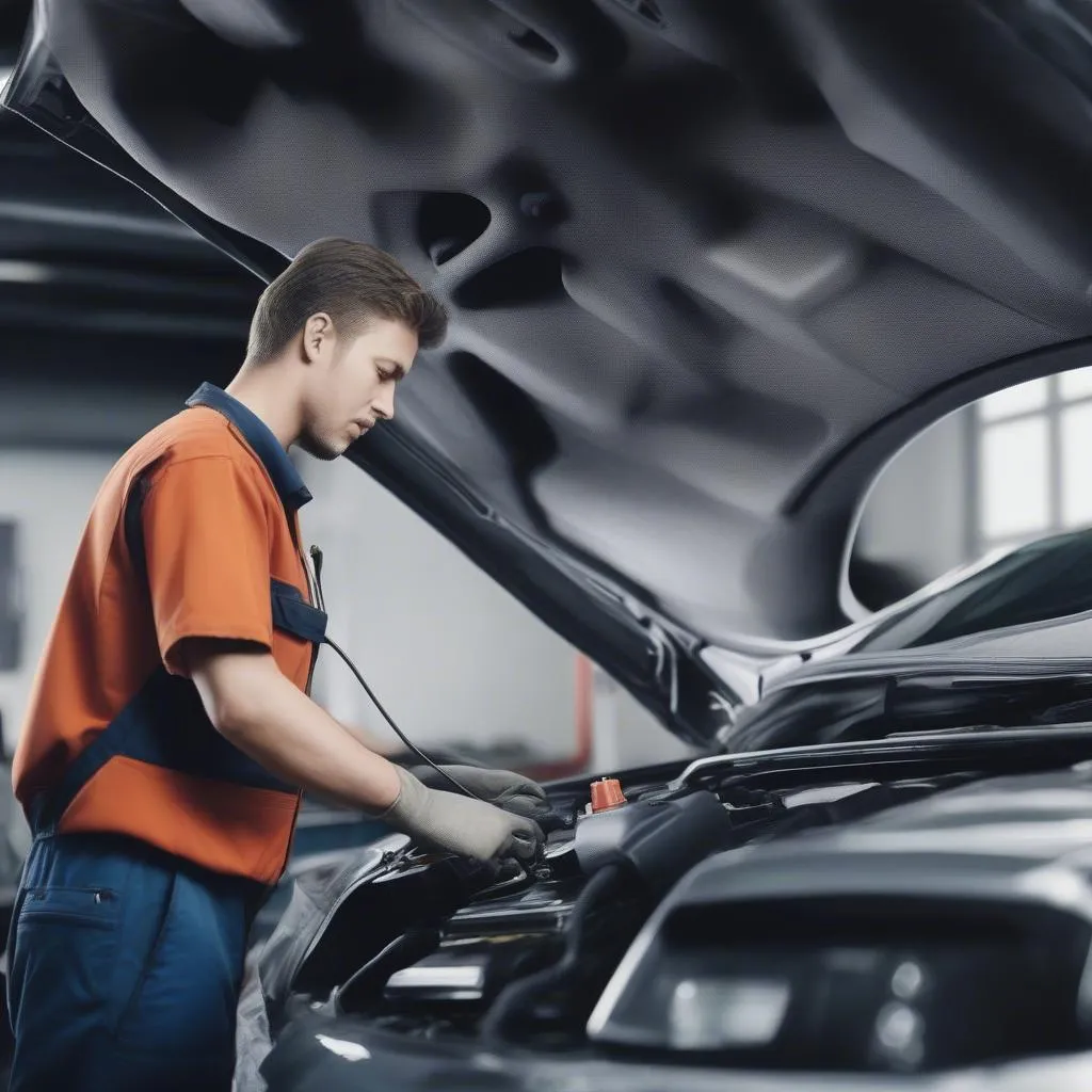 Mechanic Checking Car