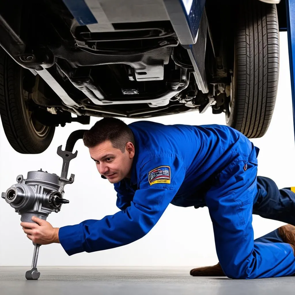 Mechanic Inspecting Starter Motor