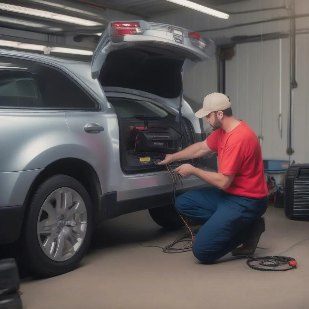 Mechanic Diagnosing Car