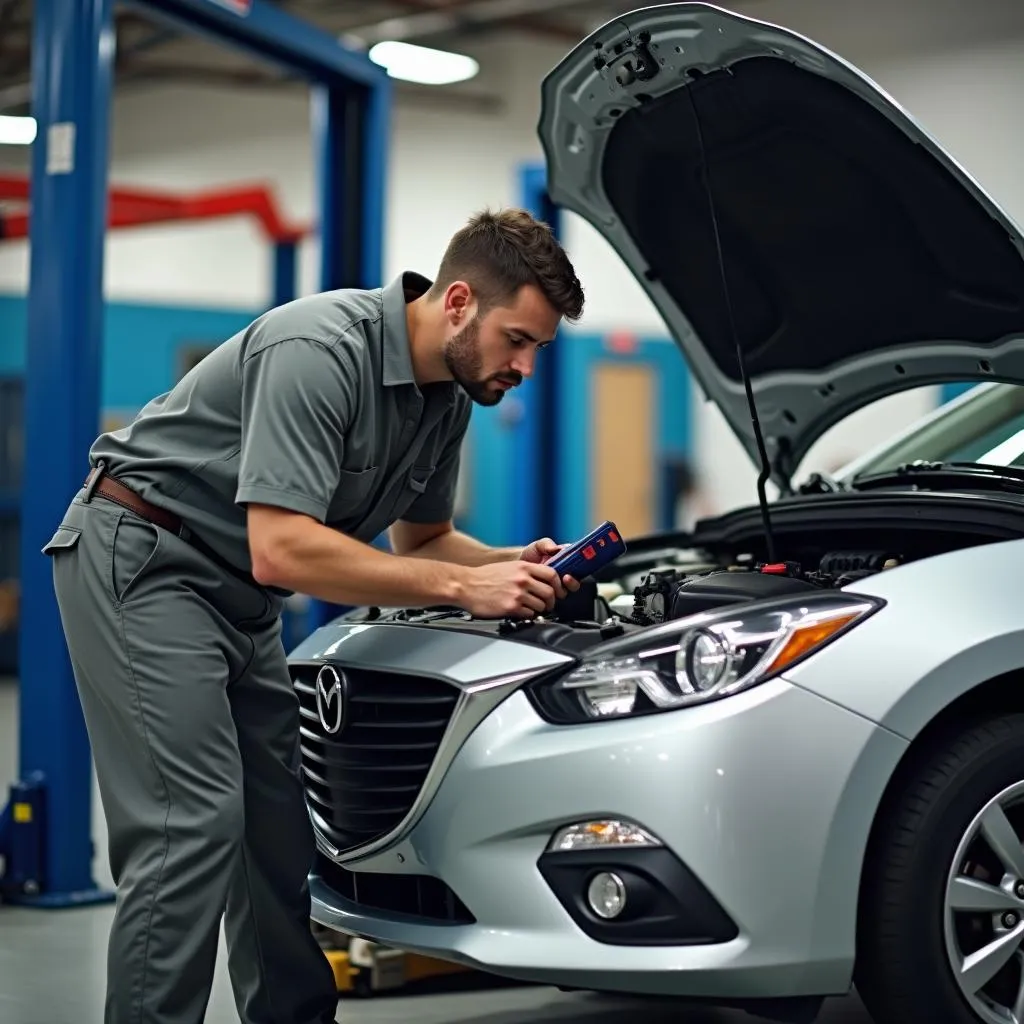 Mechanic Diagnosing Overheating Car in Lancaster