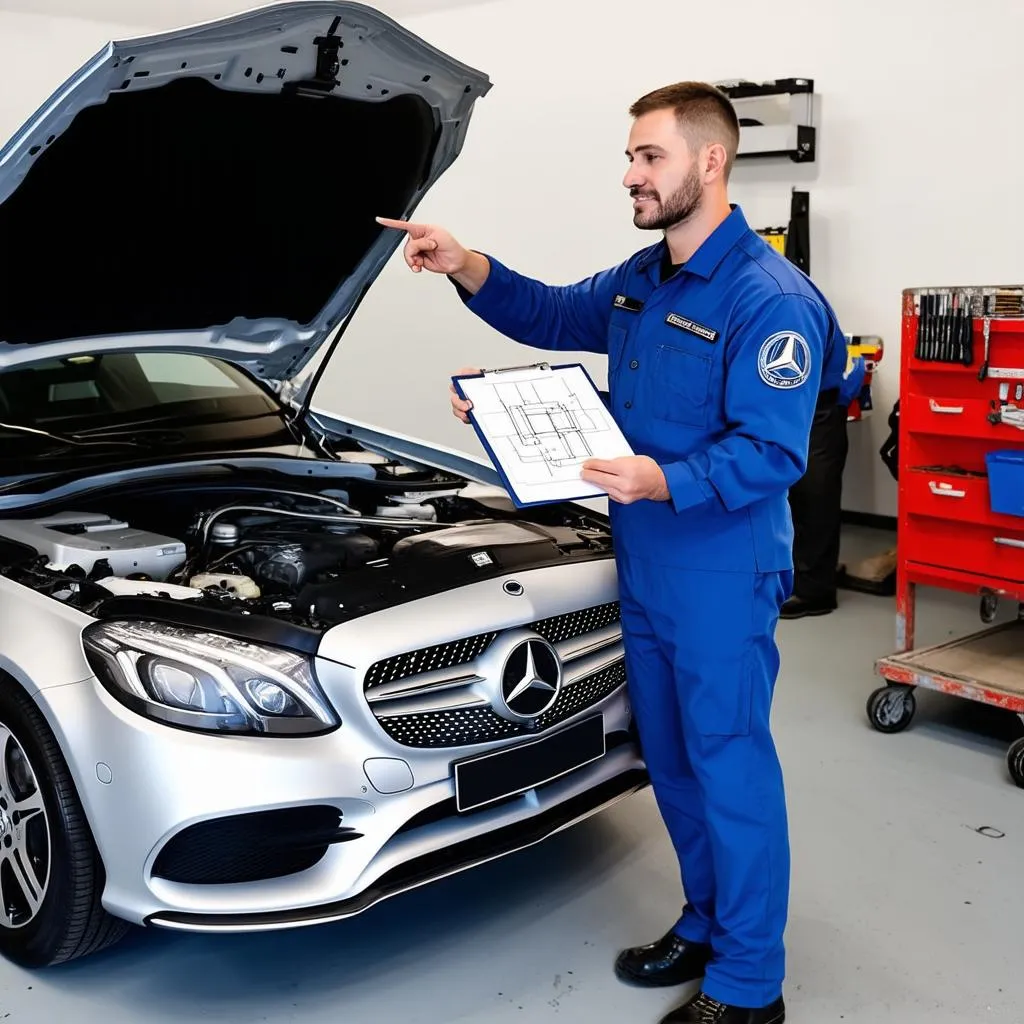 Mechanic Explaining Car Issue