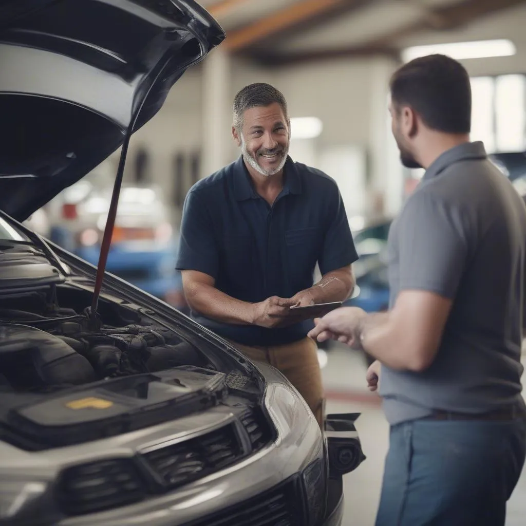 Mechanic Explaining Diagnostics