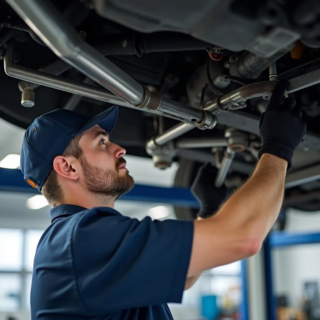 Mechanic Inspecting a Car