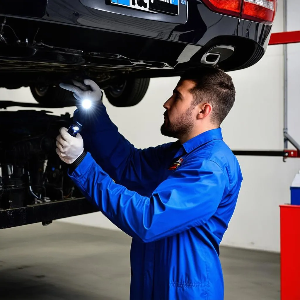 Mechanic Inspecting Car Engine