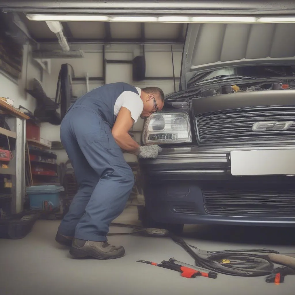 Mechanic Inspecting Car Engine