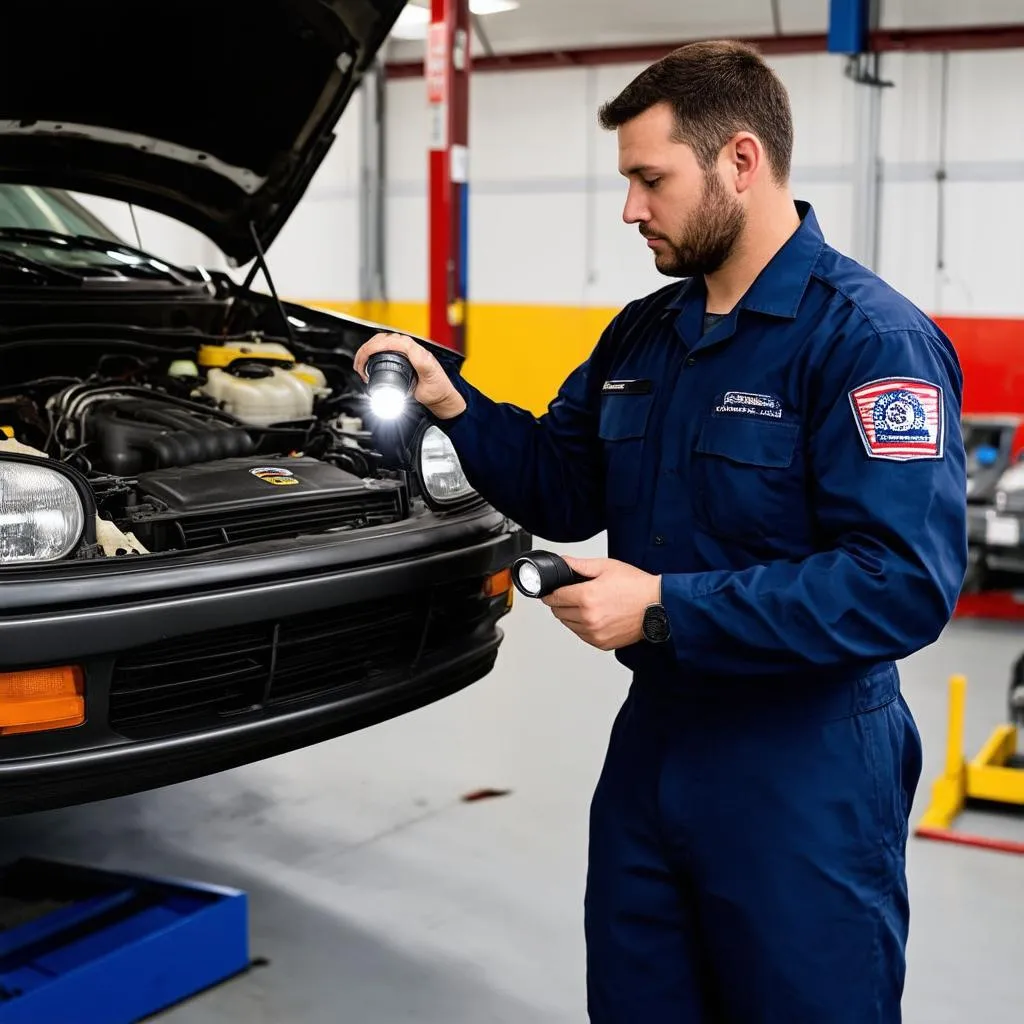 Mechanic Inspecting Used Car