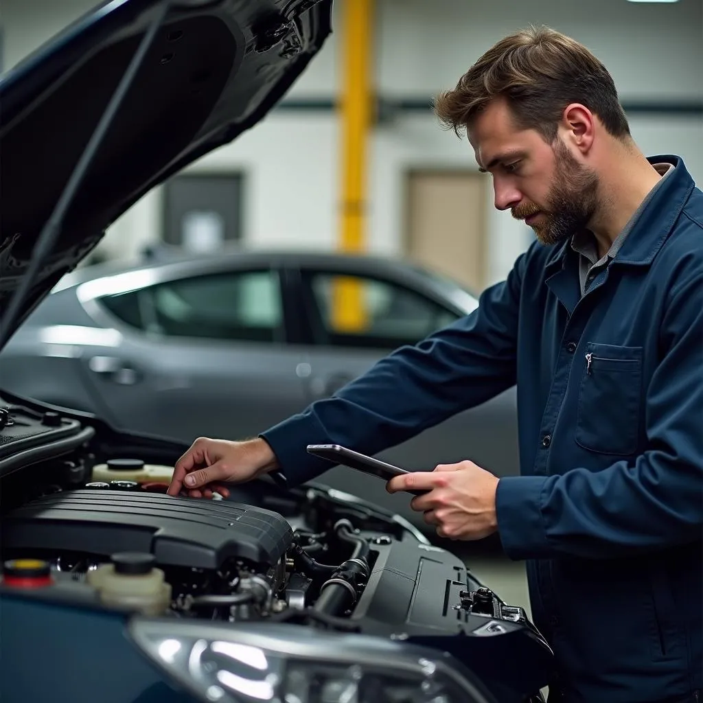 Mechanic Inspecting Used Car