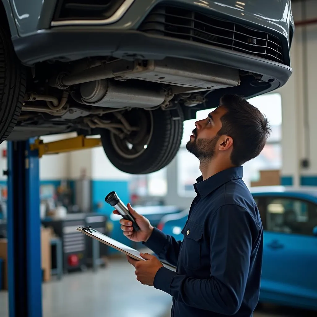 Mechanic Inspecting Used Car