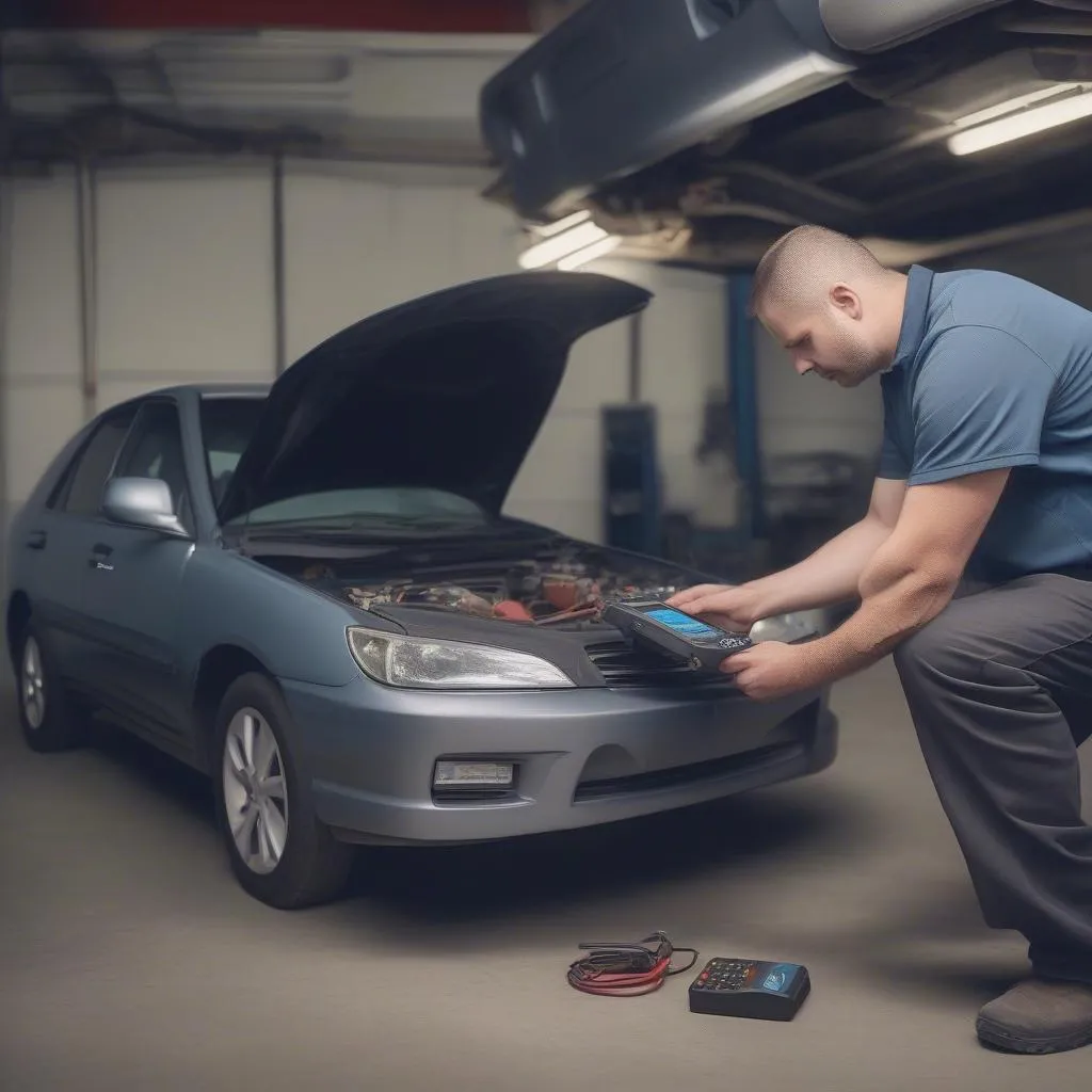 mechanic working on a car