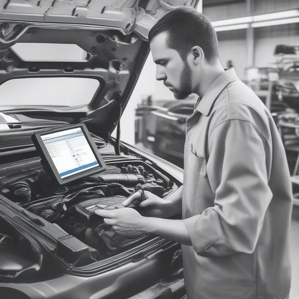 Mechanic Using a Scan Tool