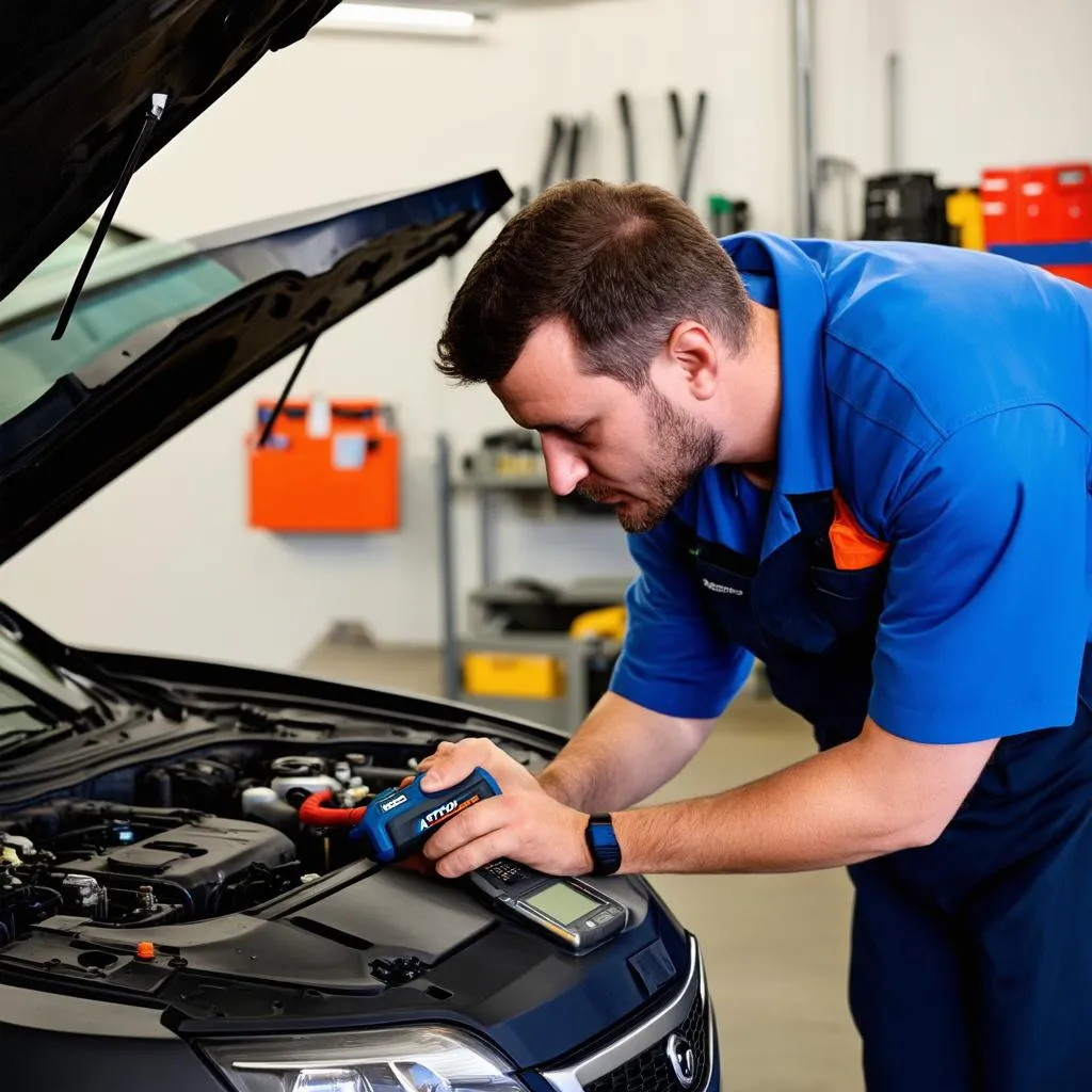 Mechanic Using Actron Scanner