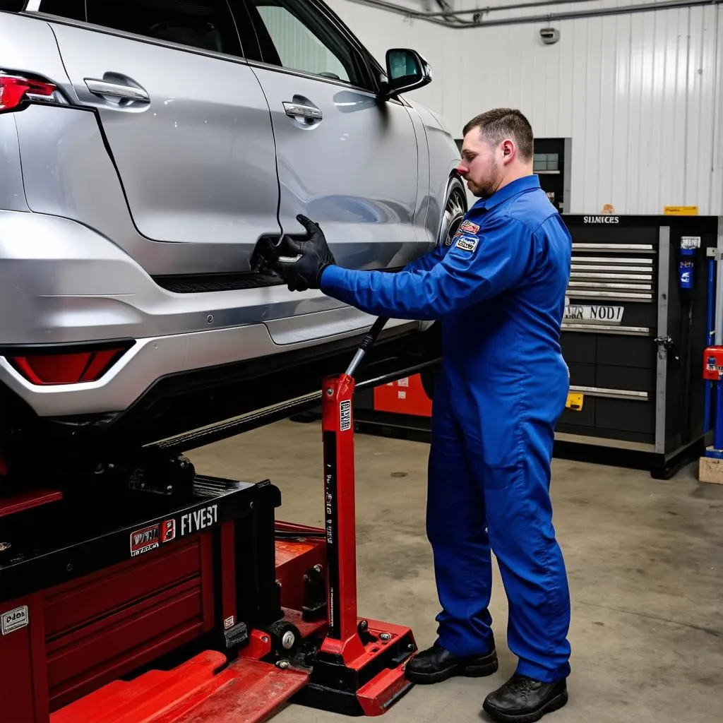 Mechanic Using an Air Jack