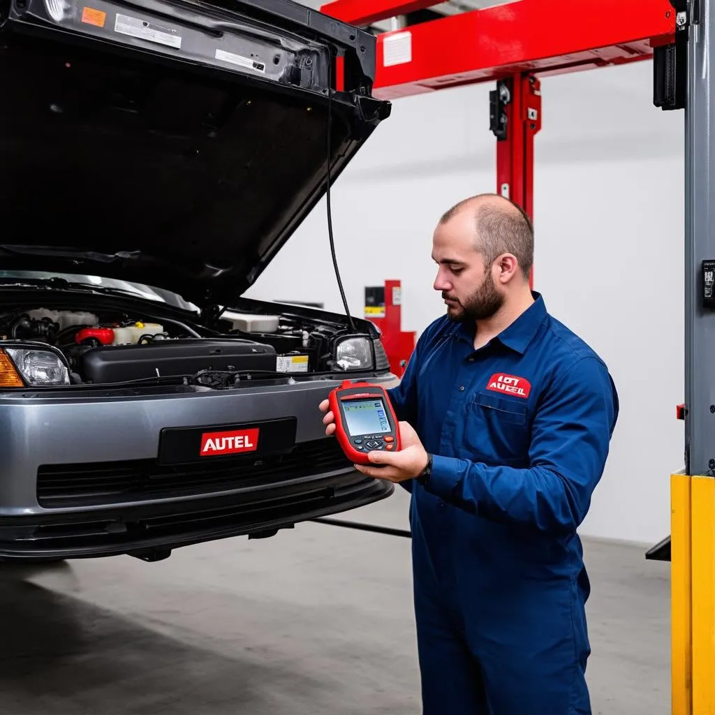 Mechanic Using Autel 908CV