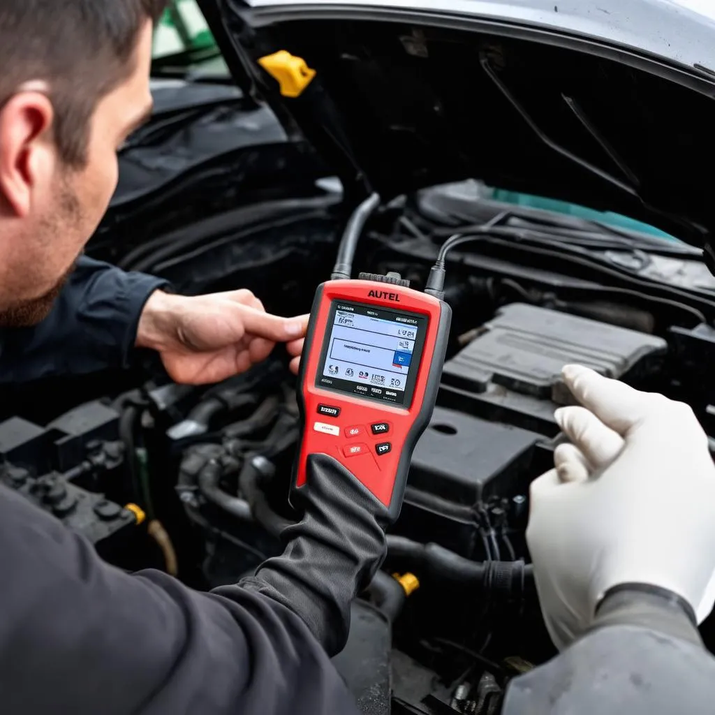 Mechanic using Autel Maxidas