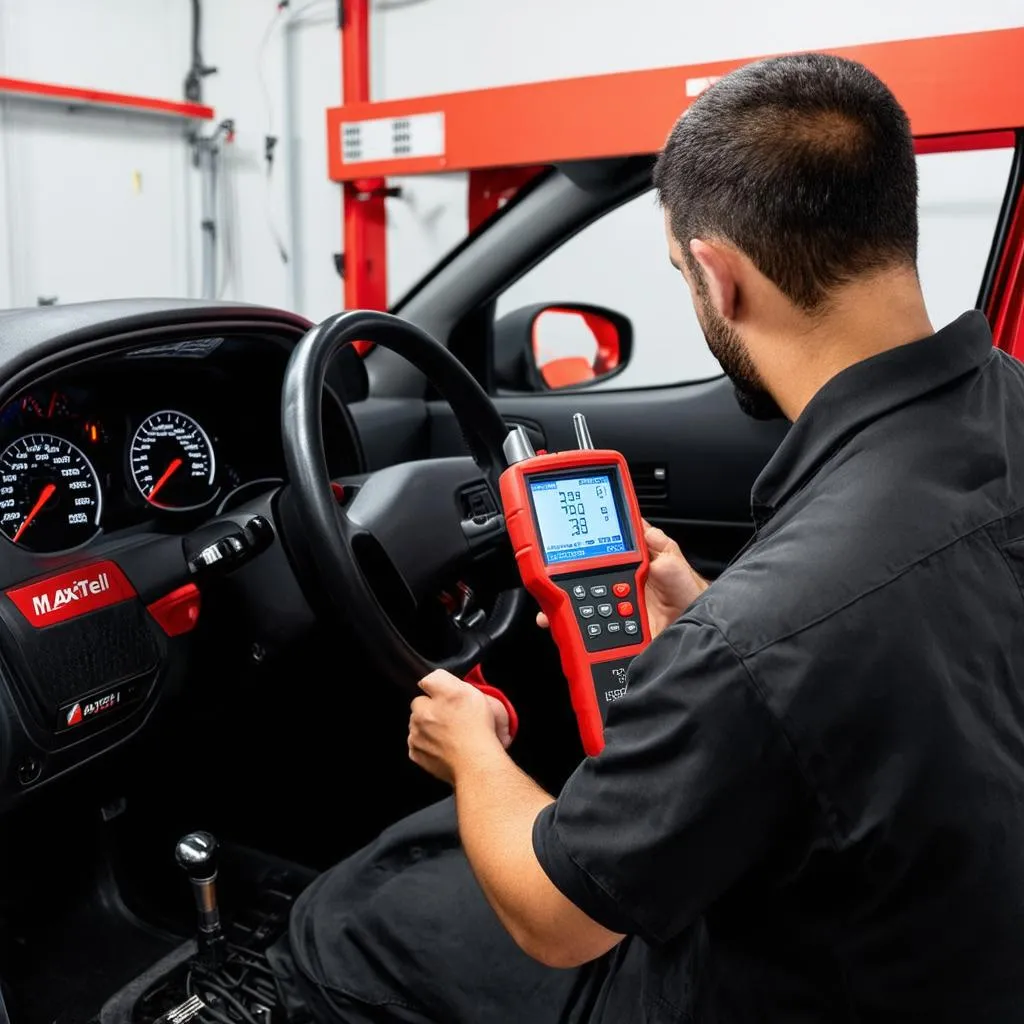 Mechanic Using Autel MaxiFlash J2534 VCI