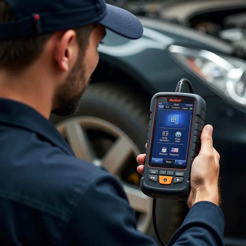 Mechanic Using Autel MaxiScan MS300 in Austin