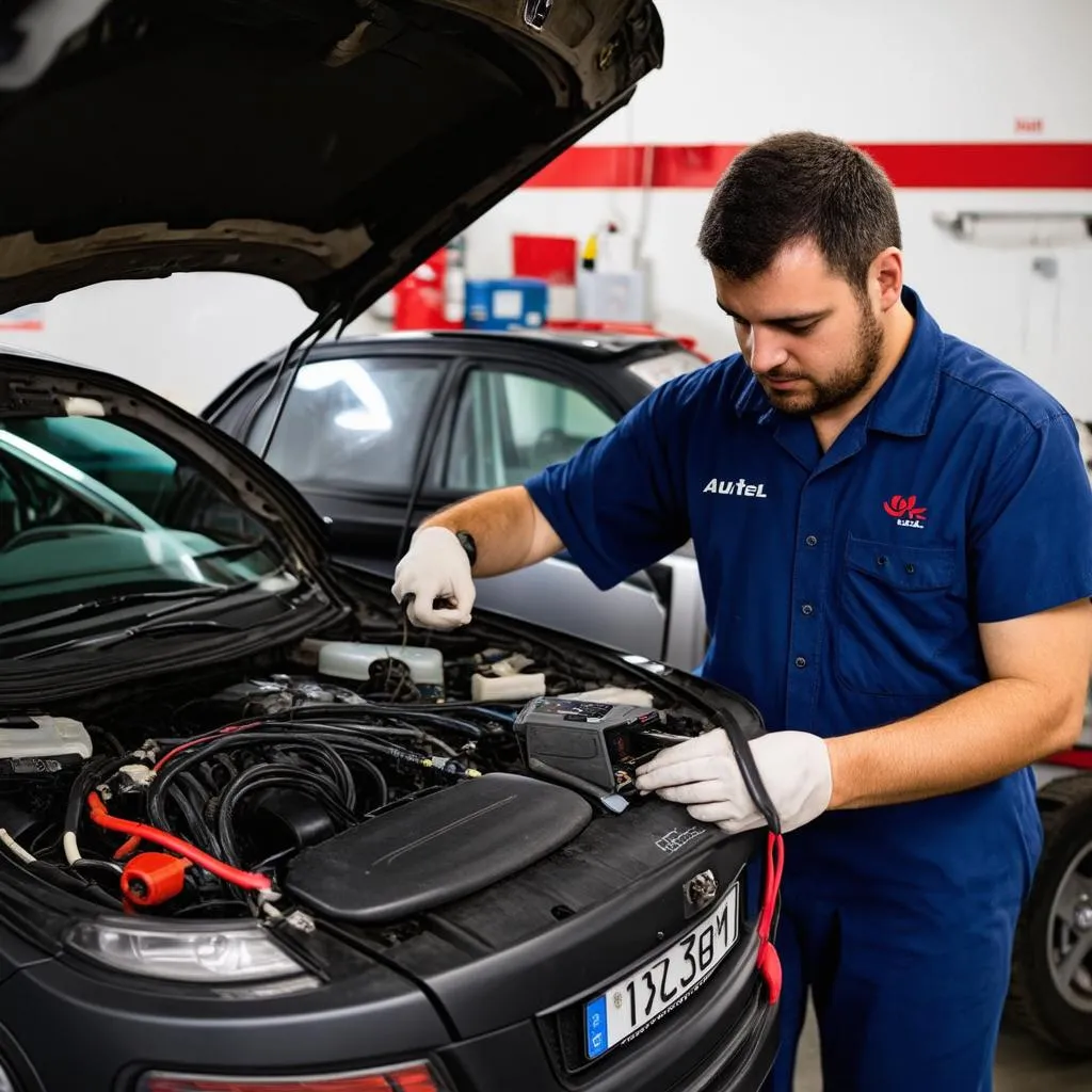 Mechanic using Autel ML619 UK