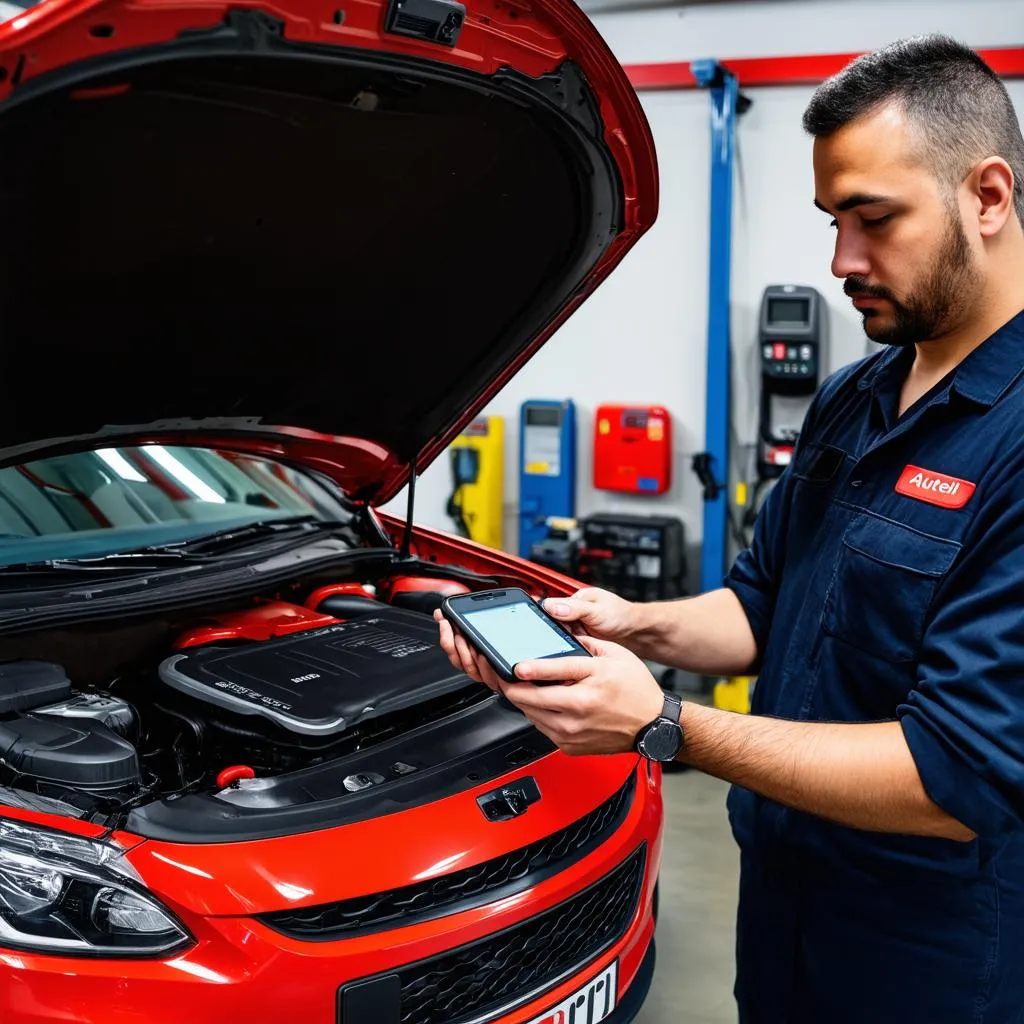 Mechanic Using Autel MS906S