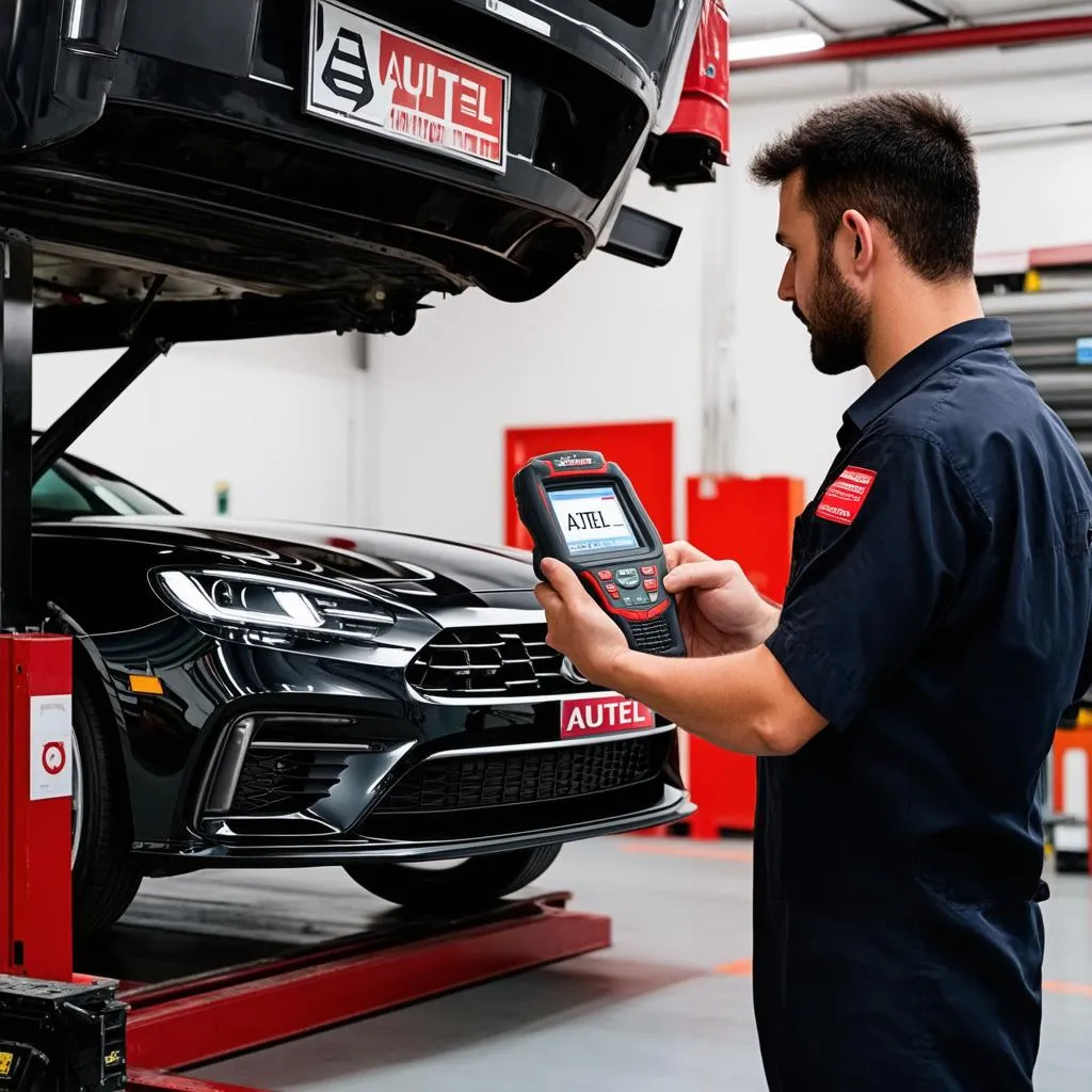 Mechanic Using Autel Nano